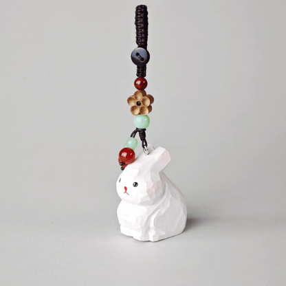 Sleek Wooden Rabbit Keychain - Charming Everyday Treasure