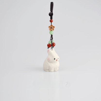 Sleek Wooden Rabbit Keychain - Charming Everyday Treasure